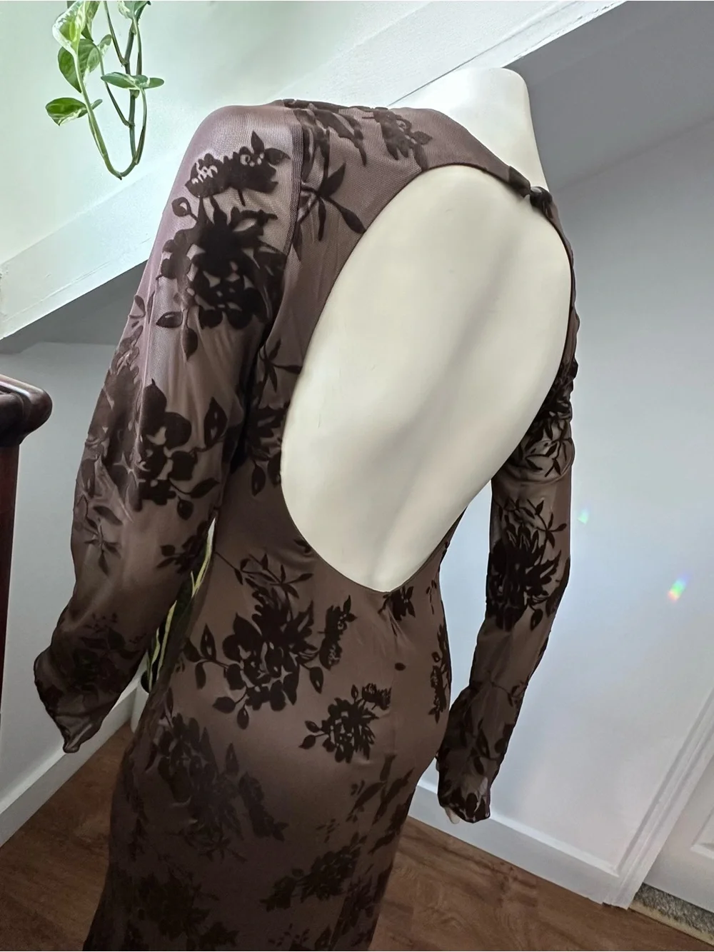 Thrifty/Thirties Brown Floral Maxi Dress (Label Shown) - Picture 6 of 11